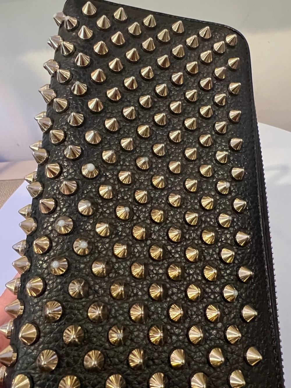 Christian Louboutin Pannetone Black Spiked Long Zippy Wallet - Picture 7 of 12